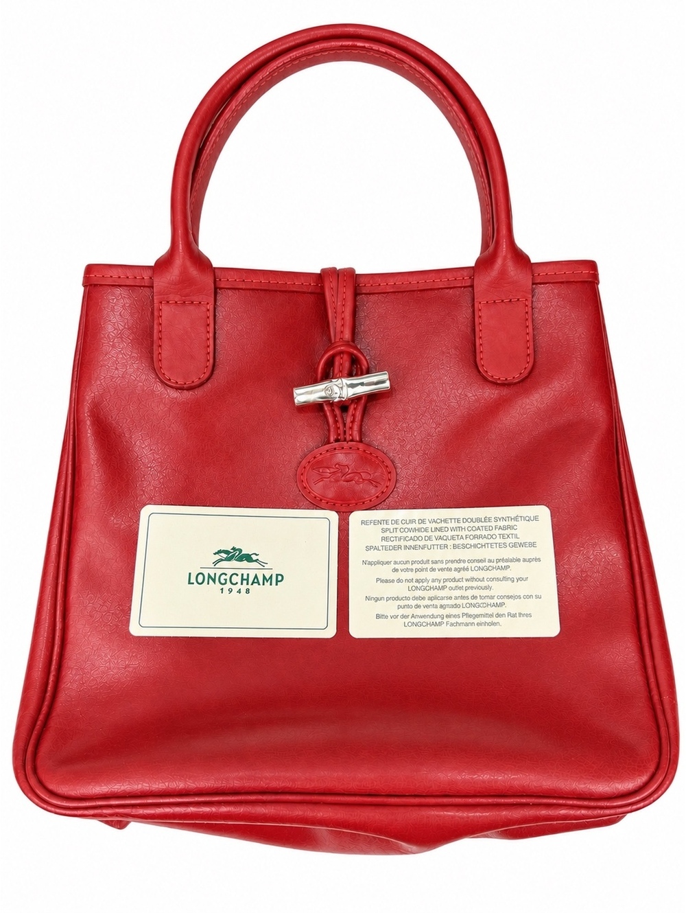 Longchamp Le Roseau Vintage Red Leather Top Handle Tote Bamboo Clasp | Pre-Loved - Picture 8 of 8